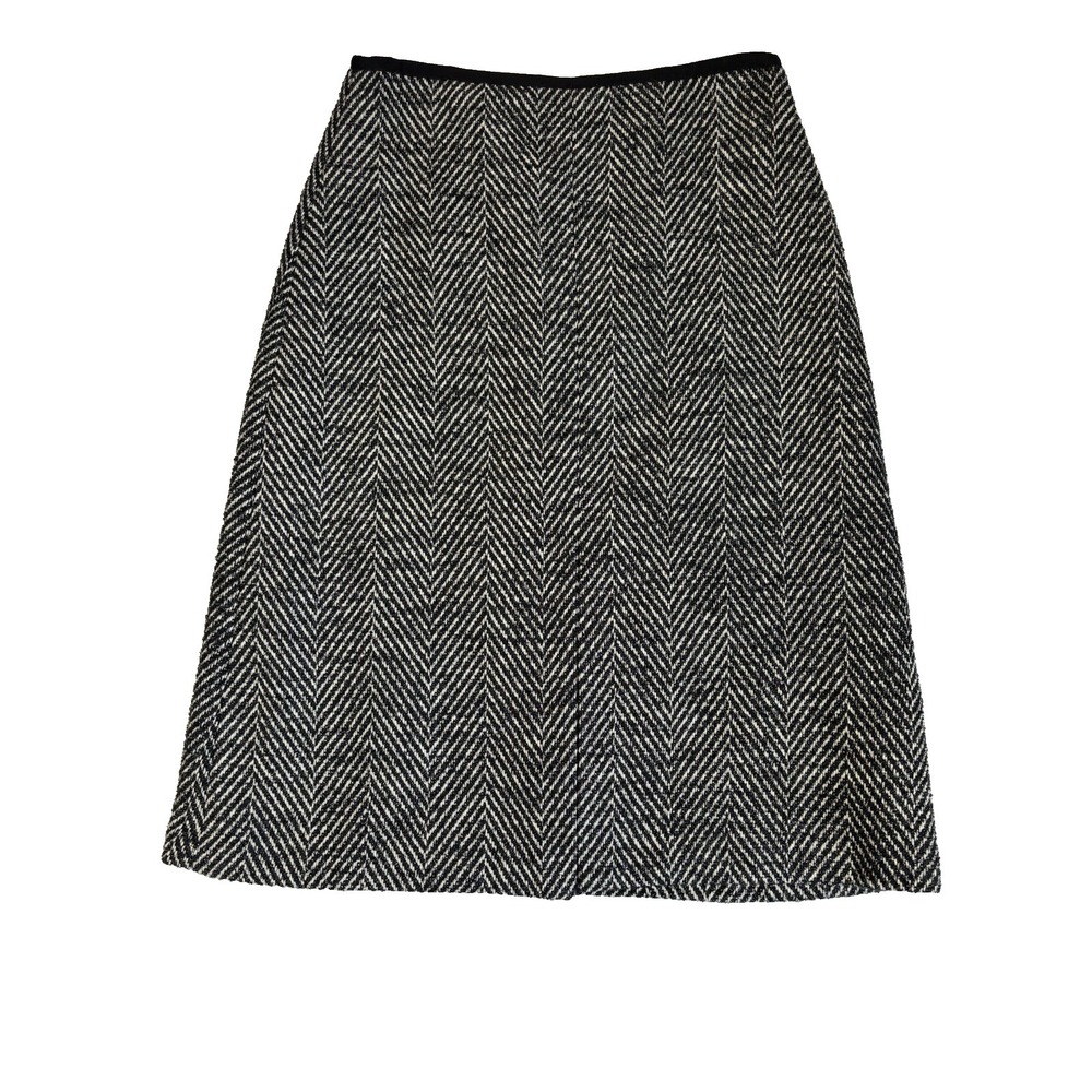 Ann Taylor Women's 4 Black White Herringbone Tweed Wool Pencil Skirt Capsule